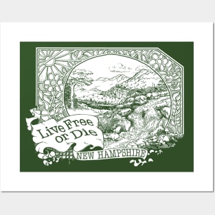 Retro 1970's 'Live Free or Die' New Hampshire Design Posters and Art